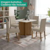 Mesa De Jantar Tampo Sem Vidro 4 Lugares 90x90 cm Helo Carvalho Off White POLIMAN
