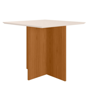 Mesa De Jantar Tampo Sem Vidro 4 Lugares 90x90 cm Helo Freijo Off White POLIMAN