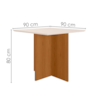 Mesa De Jantar Tampo Sem Vidro 4 Lugares 90x90 cm Helo Freijo Off White POLIMAN