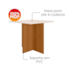 Mesa De Jantar Tampo Sem Vidro 4 Lugares 90x90 cm Helo Freijo Off White POLIMAN