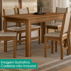 Mesa De Jantar Tampo Sem Vidro 6 Lugares 150x80 cm Bellagio Carvalho POLIMAN