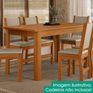 Mesa De Jantar Tampo Sem Vidro 6 Lugares 150x80 cm Bellagio Freijo POLIMAN