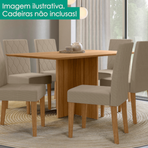 Mesa De Jantar Tampo Sem Vidro 6 Lugares 160x90 cm Helo Carvalho POLIMAN