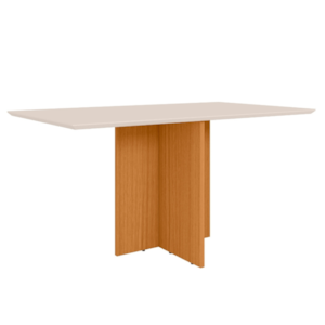 Mesa De Jantar Tampo Sem Vidro 6 Lugares 160x90 cm Helo Freijo Off White POLIMAN