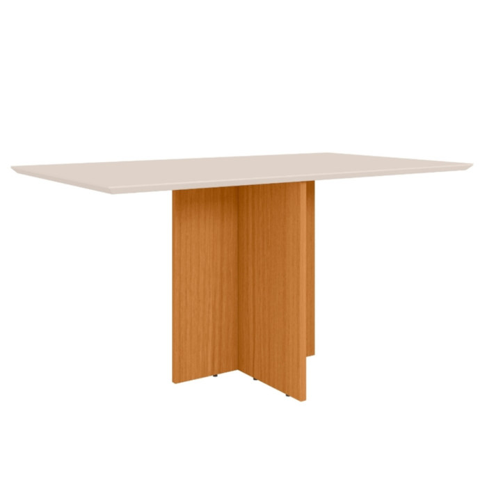 Mesa De Jantar Tampo Sem Vidro 6 Lugares 160x90 cm Helo Freijo Off White POLIMAN