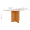 Mesa De Jantar Tampo Sem Vidro 6 Lugares 160x90 cm Helo Freijo Off White POLIMAN