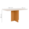Mesa De Jantar Tampo Sem Vidro 6 Lugares 160x90 cm Helo Freijo Off White POLIMAN