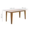 Mesa De Jantar Tampo Sem Vidro 6 Lugares 160x90 cm Liz Carvalho Off White POLIMAN