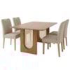 Mesa de Jantar Valentina MDF Com 4 Cadeiras Estofadas Linho Bege MOLCI