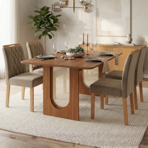 Mesa de Jantar Valentina MDF Com 4 Cadeiras Estofadas Suede Joli MOLCI