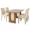 Mesa de Jantar Valentina MDF Com 4 Cadeiras Estofadas Suede Nude MOLCI