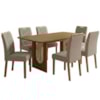 Mesa de Jantar Valentina MDF Com 6 Cadeiras Estofadas Linho Bege MOLCI