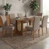 Mesa de Jantar Valentina MDF Com 6 Cadeiras Estofadas Linho Bege MOLCI