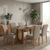 Mesa de Jantar Valentina MDF Com 6 Cadeiras Estofadas Linho Bege MOLCI