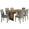 Mesa de Jantar Valentina MDF Com 6 Cadeiras Estofadas Linho Grafite MOLCI