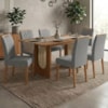 Mesa de Jantar Valentina MDF Com 6 Cadeiras Estofadas Linho Grafite MOLCI