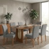 Mesa de Jantar Valentina MDF Com 6 Cadeiras Estofadas Linho Grafite MOLCI