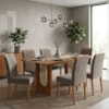 Mesa de Jantar Valentina MDF Com 6 Cadeiras Estofadas Suede Joli MOLCI