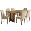 Mesa de Jantar Valentina MDF Com 6 Cadeiras Estofadas Suede Nude MOLCI