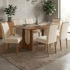 Mesa de Jantar Valentina MDF Com 6 Cadeiras Estofadas Suede Nude MOLCI