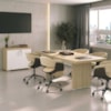 Mesa de Reuniao Escritorio 205X91 cm E Balcao 2 Portas 90 cm Carvalho Branco Artany