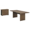 Mesa de Reuniao Escritorio 205X91 cm E Balcao 2 Portas 90 cm Nogal Preto Artany