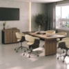 Mesa de Reuniao Escritorio 205X91 cm E Balcao 2 Portas 90 cm Nogal Preto Artany