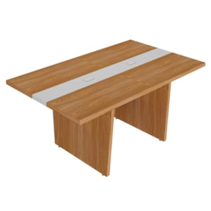 Mesa de Reuniao Modular Escritorio Tampo Tamburato 179x110 cm Freijo Branco Artany