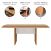 Mesa de Reuniao Modular Escritorio Tampo Tamburato 179x110 cm Freijo Branco Artany