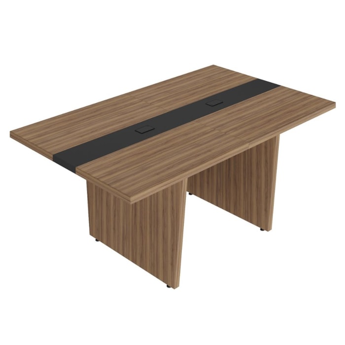 Mesa de Reuniao Modular Escritorio Tampo Tamburato 179x110 cm Nogal Preto Artany
