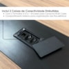 Mesa de Reuniao Modular Escritorio Tampo Tamburato 179x110 cm Nogal Preto Artany