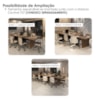 Mesa de Reuniao Modular Escritorio Tampo Tamburato 179x110 cm Nogal Preto Artany