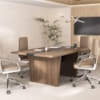 Mesa de Reuniao Modular Escritorio Tampo Tamburato 179x110 cm Nogal Preto Artany
