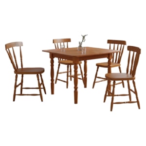 Mesa Dobrável 96X81 04 Cadeiras Madeira Macica Pes Torneados Mell Brilho Marjori