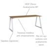 Mesa E Gaveteiro Office 160 cm 25909 Nogal Sevilha Branco Artesano