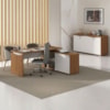 Mesa Escritorio 1 Porta de Correr Em L 155X170 cm E Balcao 4 Portas 147 cm Freijo Branco Artany