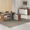 Mesa Escritorio 1 Porta de Correr Em L 155X170 cm E Balcao 4 Portas 147 cm Freijo Branco Artany