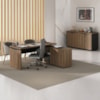 Mesa Escritorio 1 Porta de Correr Em L 155X170 cm E Balcao 4 Portas 147 cm Nogal Preto Artany
