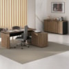 Mesa Escritorio 1 Porta de Correr Em L 155X170 cm E Balcao 4 Portas 147 cm Nogal Preto Artany