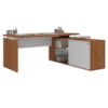 Mesa Escritorio 1 Porta de Correr Em L Tampo Tamburato 155X170 cm Freijo Branco Artany
