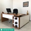 Mesa Escritorio 1 Porta de Correr Em L Tampo Tamburato 155X170 cm Freijo Branco Artany