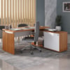 Mesa Escritorio 1 Porta de Correr Em L Tampo Tamburato 155X170 cm Freijo Branco Artany