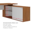 Mesa Escritorio 1 Porta de Correr Em L Tampo Tamburato 155X170 cm Freijo Branco Artany