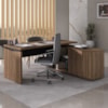 Mesa Escritorio 1 Porta de Correr Em L Tampo Tamburato 155X170 cm Nogal Preto Artany