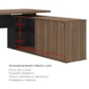 Mesa Escritorio 1 Porta de Correr Em L Tampo Tamburato 155X170 cm Nogal Preto Artany