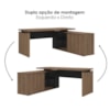 Mesa Escritorio 1 Porta de Correr Em L Tampo Tamburato 155X170 cm Nogal Preto Artany
