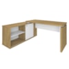 Mesa Escritorio 1 Porta de Correr Em L Tampo Tamburato 168X135 cm Olmo Branco Artany
