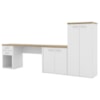 Mesa Escritorio 120 cm Com Gaveteiro Armario E Balcao Olmo Branco Artany