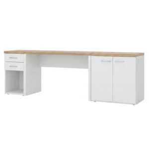 Mesa Escritorio 120 cm Com Gaveteiro E Balcao Olmo Branco Artany