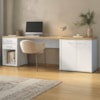 Mesa Escritorio 120 cm Com Gaveteiro E Balcao Olmo Branco Artany